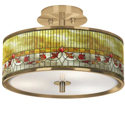 Giclee Glow Tiffany Lily Gold 14" Wide Ceiling Light