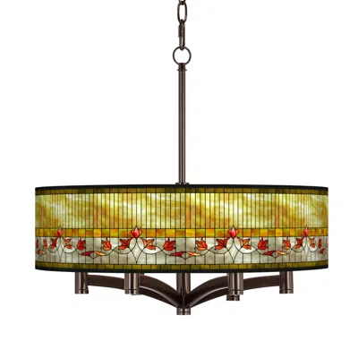 Giclee Glow Tiffany-style Lily Ava 6-light Bronze Pendant Chandelier