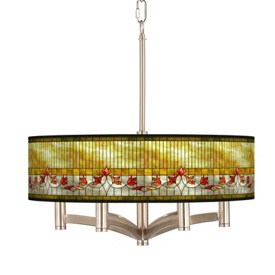 Giclee Glow Tiffany-style Lily Ava 6-light Nickel Pendant Chandelier