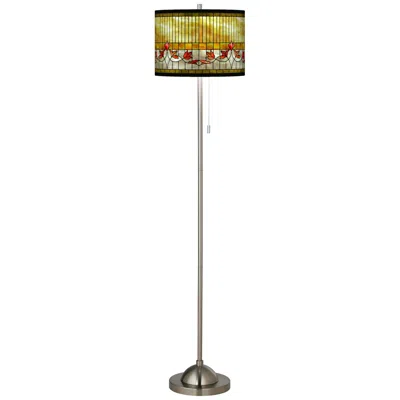 Giclee Glow Tiffany-style Lily Brushed Nickel Pull Chain Floor Lamp