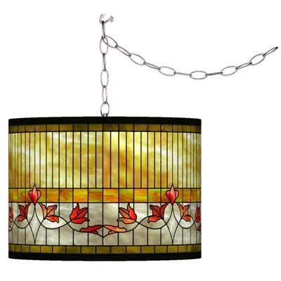 Giclee Glow Tiffany-style Lily  Plug-in Swag Pendant