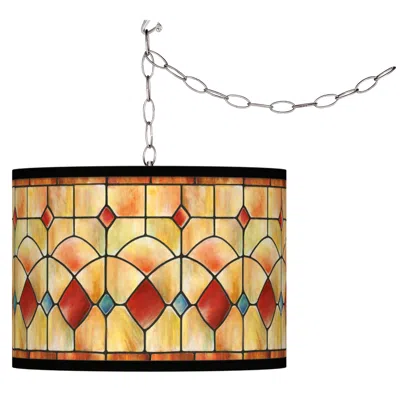 Giclee Glow Tiffany-style Reds  Plug-in Swag Pendant