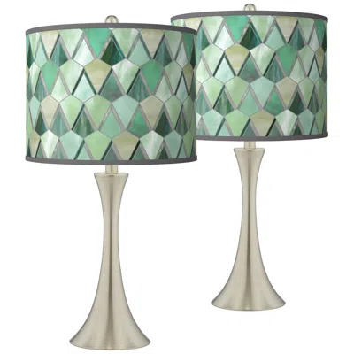 Giclee Glow Trish 26 1/4" Misty Morning Nickel Touch Lamps Set Of 2