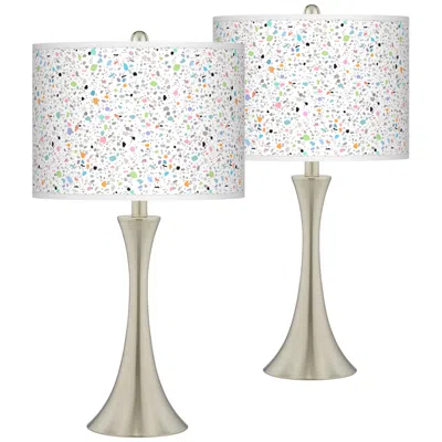 Giclee Glow Trish 26 1/4" Printed Terrazzo Shades Touch Lamps Set Of 2