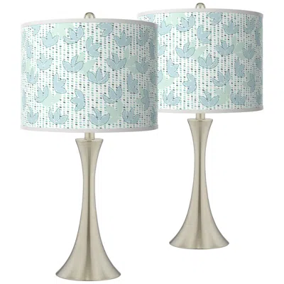 Giclee Glow Trish 26 1/4" Spring Shade Nickel Touch Lamps Set Of 2