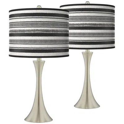 Giclee Glow Trish 26 1/4" Stripes Noir Touch Table Lamps Set Of 2