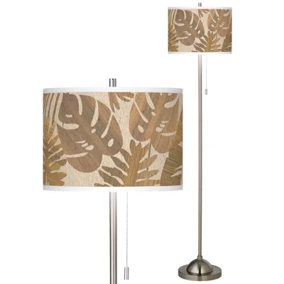 Giclee Glow Tropical Woodwork Brushed Nickel Pull Chain Floor Lamp