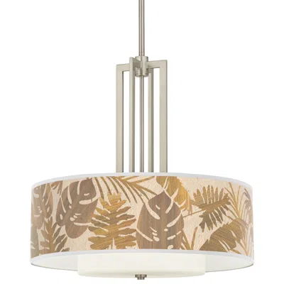 Giclee Glow Tropical Woodwork Carey 24" Brushed Nickel 4-light Chandelier