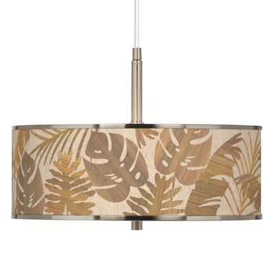 Giclee Glow Tropical Woodwork  16" Wide Pendant Light