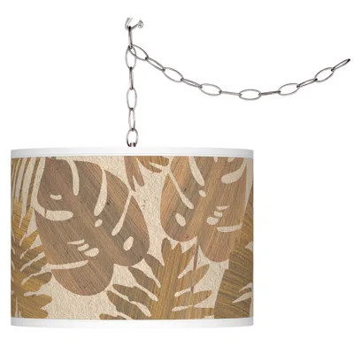 Giclee Glow Tropical Woodwork  Plug-in Swag Pendant