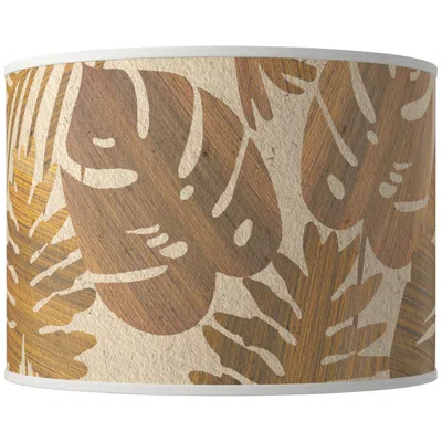 Giclee Glow Tropical Woodwork Giclee Round Drum Lamp Shade 15.5x15.5x11 (spider)