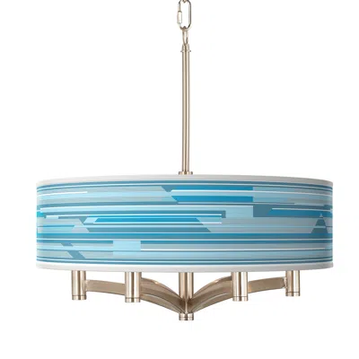 Giclee Glow Urban Stripes Ava 6-light Nickel Pendant Chandelier