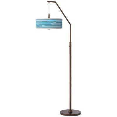 Giclee Glow Urban Stripes Bronze Downbridge Arc Floor Lamp