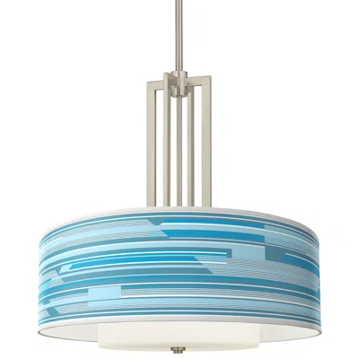 Giclee Glow Urban Stripes Carey 24" Brushed Nickel 4-light Chandelier