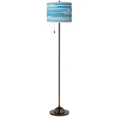 Giclee Glow Urban Stripes  Bronze Club Floor Lamp