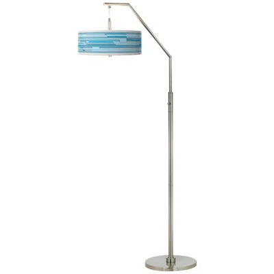 Giclee Glow Urban Stripes Giclee Shade Arc Floor Lamp