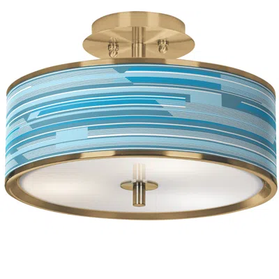 Giclee Glow Urban Stripes Gold 14" Wide Ceiling Light