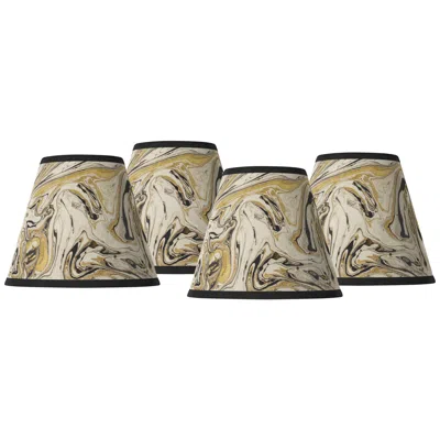 Giclee Glow Venetian Marble Pattern Set Of Four Shades 3x6x5 (clip-on)