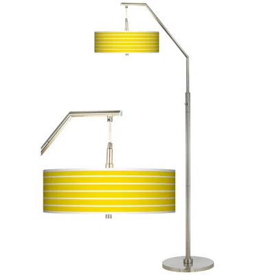 Giclee Glow Vivid Yellow Stripes Giclee Arc Floor Lamp