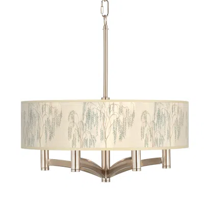Giclee Glow Weeping Willow Ava 6-light Nickel Pendant Chandelier