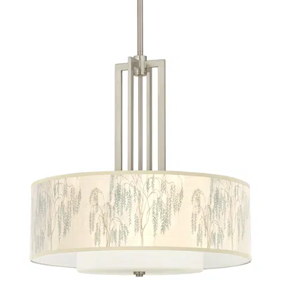Giclee Glow Weeping Willow Carey 24" Brushed Nickel 4-light Chandelier