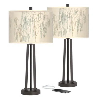 Giclee Glow Weeping Willow Susan Dark Bronze Usb Table Lamps Set Of 2