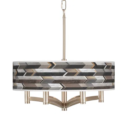 Giclee Glow Woodwork Arrows Ava 6-light Nickel Pendant Chandelier