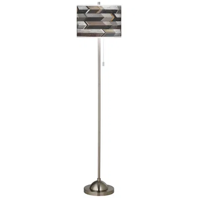 Giclee Glow Woodwork Arrows Brushed Nickel Pull Chain Floor Lamp