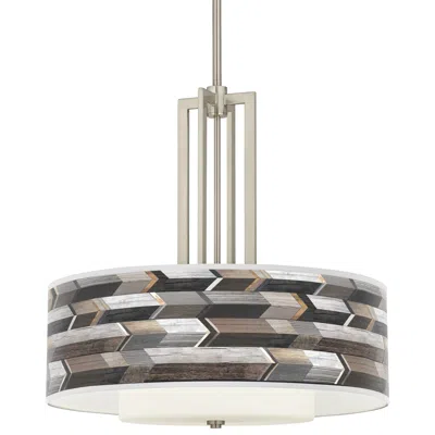 Giclee Glow Woodwork Arrows Carey 24" Brushed Nickel 4-light Chandelier