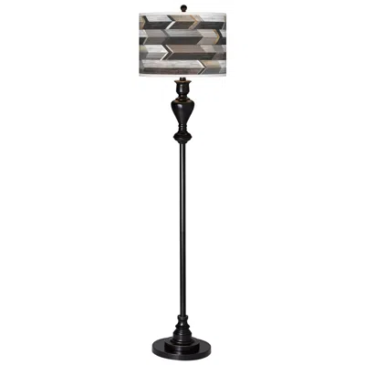 Giclee Glow Woodwork Arrows  Black Bronze Floor Lamp