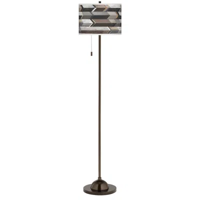 Giclee Glow Woodwork Arrows  Bronze Club Floor Lamp