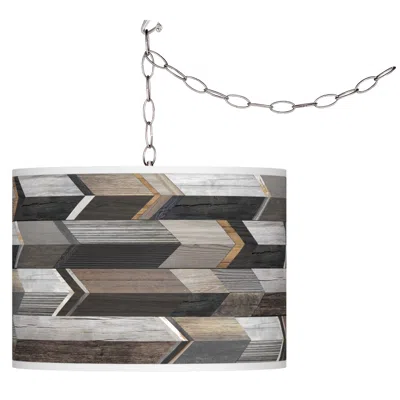 Giclee Glow Woodwork Arrows  Plug-in Swag Pendant
