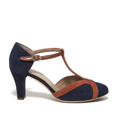 Gielle Charleston Shoe In Blue Suede In Black