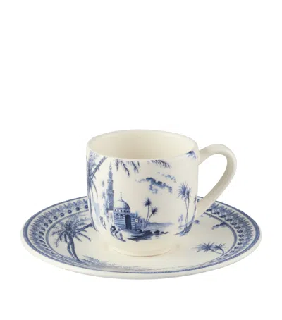 Gien Ceramic Dépareillé Espresso Mug And Saucer In Blue