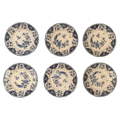 Pre-owned Gien Dinnerware Set Of 6 Deep Plates Decor Blue Delft By . France