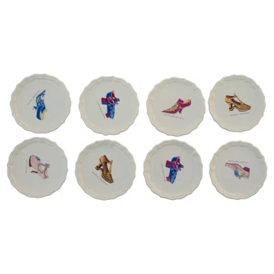 Pre-owned Gien Eight Serving Plates, Collection V. Guillen, Edition Charles Jourdan In Gray