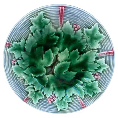 Pre-owned Gien French Majolica Grapes Plate , Circa 1890 In Purple
