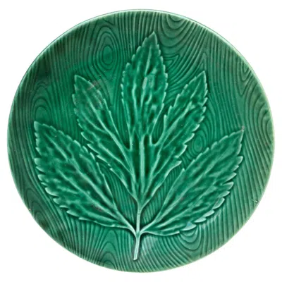 Pre-owned Gien Green Majolica Leaf Plate  Circa 1950