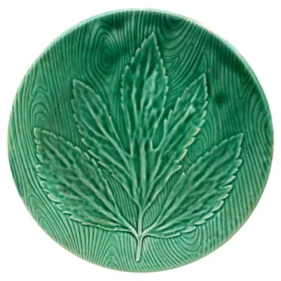 Pre-owned Gien Green Majolica Leaf Plate  Circa 1950