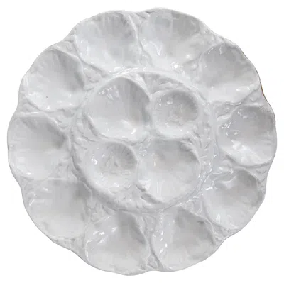 Pre-owned Gien Large Antique French  White Pale Blue Majolica Oyster Platter, Circa 1890
