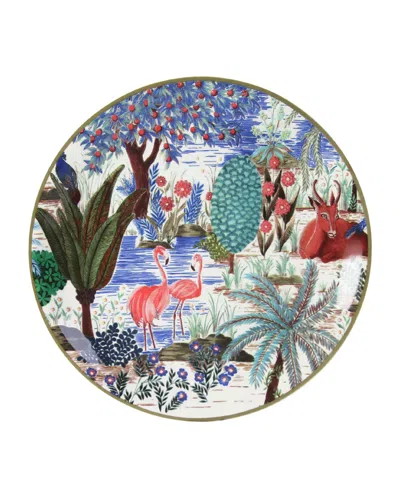 Gien Le Jardin Du Palais Canape Plate In Pink Flamingo