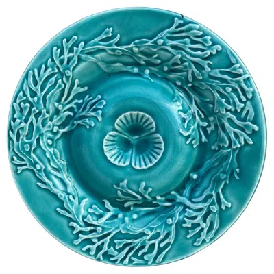 Pre-owned Gien Majolica Aqua Seaweeds Plate , Circa 1890 In Blue