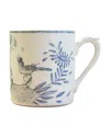 Gien Oiseau Blue & White Bird Stoneware Mug In Blue/white