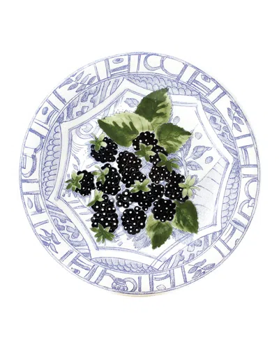 Gien Oiseau Blue Dessert Plate In Blackberry