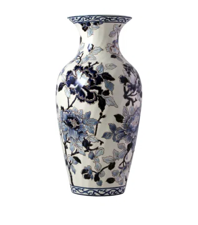 Gien Pivoines Fluted Vase In Blue