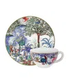 Gien Set Of 2 Jardin Du Palais Tea Cups And Saucers