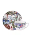 Gien Set Of 2 Jardin Du Palais Teacups And Saucers