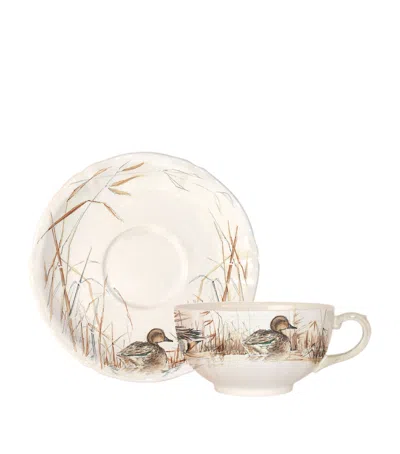 Gien Set Of 2 Sologne Breakfast Cups And Saucers In Neutral