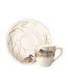Gien Set Of 2 Sologne Teacups And Saucers