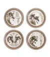 Gien Set Of 4 Chevaux Du Vent Dessert Plates